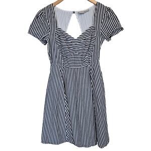 eShakti Striped Sweetheart Neckline Fit and Flare Dress Women's Small Nautical